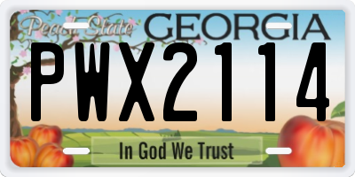 GA license plate PWX2114