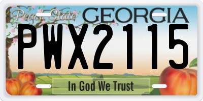 GA license plate PWX2115
