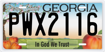 GA license plate PWX2116