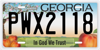 GA license plate PWX2118