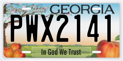 GA license plate PWX2141