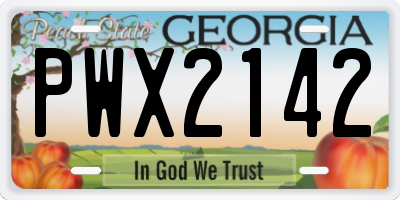 GA license plate PWX2142