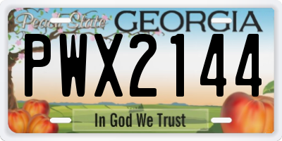 GA license plate PWX2144