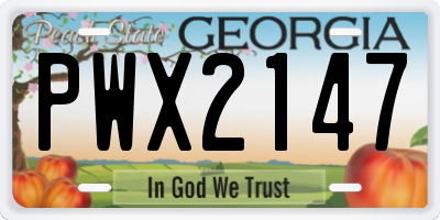 GA license plate PWX2147
