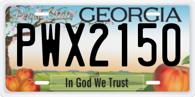 GA license plate PWX2150