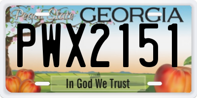 GA license plate PWX2151
