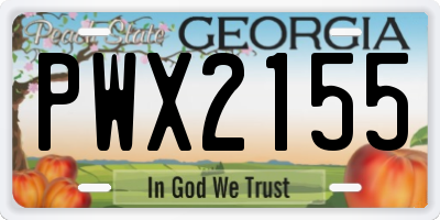 GA license plate PWX2155