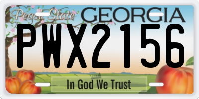 GA license plate PWX2156