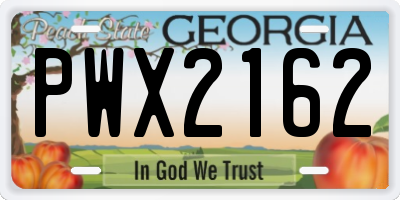 GA license plate PWX2162