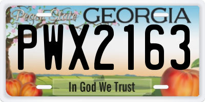 GA license plate PWX2163