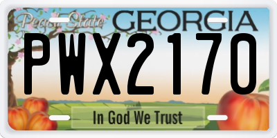 GA license plate PWX2170