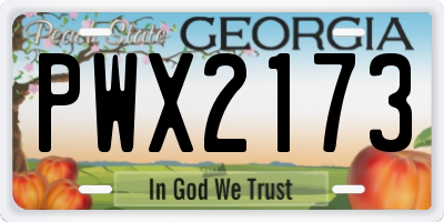 GA license plate PWX2173