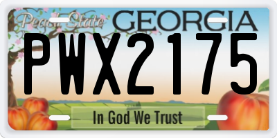 GA license plate PWX2175