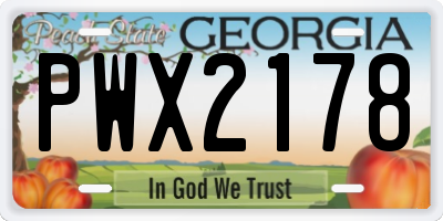 GA license plate PWX2178