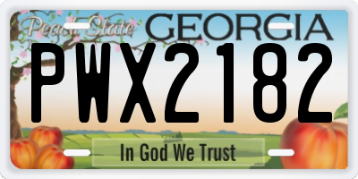 GA license plate PWX2182