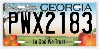 GA license plate PWX2183