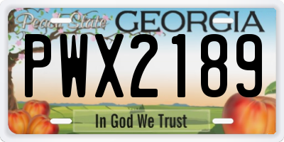 GA license plate PWX2189