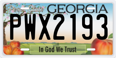 GA license plate PWX2193