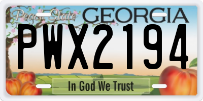 GA license plate PWX2194