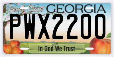 GA license plate PWX2200