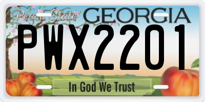 GA license plate PWX2201