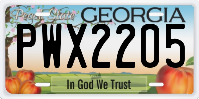 GA license plate PWX2205