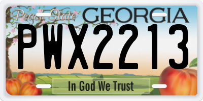 GA license plate PWX2213