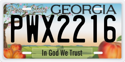 GA license plate PWX2216