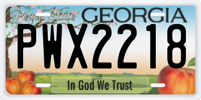 GA license plate PWX2218