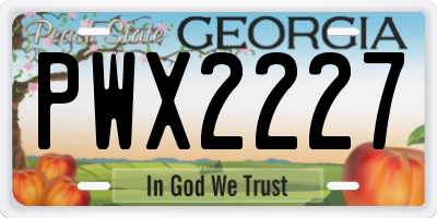GA license plate PWX2227