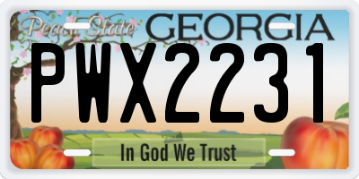 GA license plate PWX2231