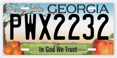 GA license plate PWX2232