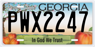 GA license plate PWX2247