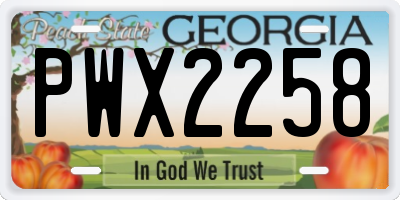 GA license plate PWX2258