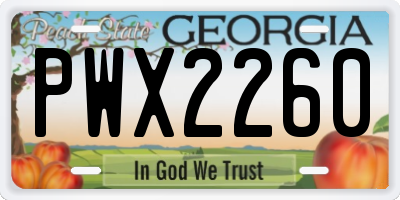 GA license plate PWX2260