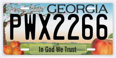 GA license plate PWX2266