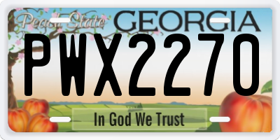 GA license plate PWX2270