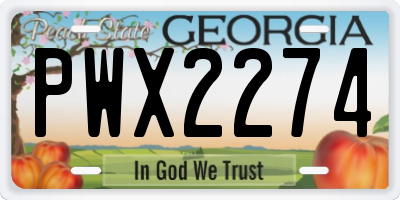 GA license plate PWX2274