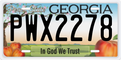 GA license plate PWX2278