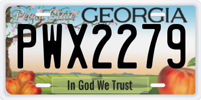 GA license plate PWX2279