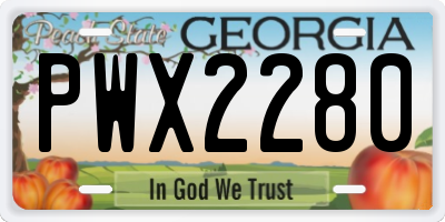 GA license plate PWX2280