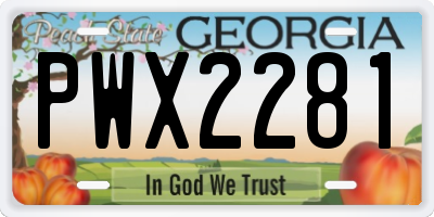 GA license plate PWX2281