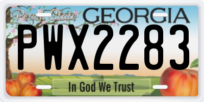 GA license plate PWX2283