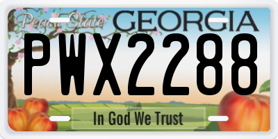 GA license plate PWX2288