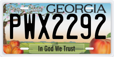 GA license plate PWX2292