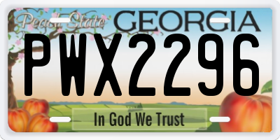GA license plate PWX2296