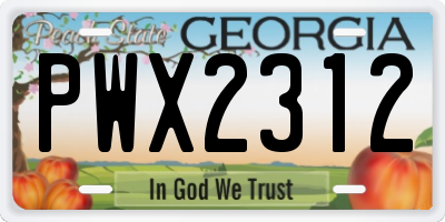 GA license plate PWX2312