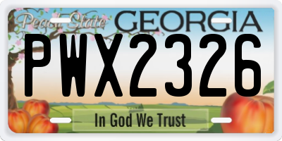 GA license plate PWX2326