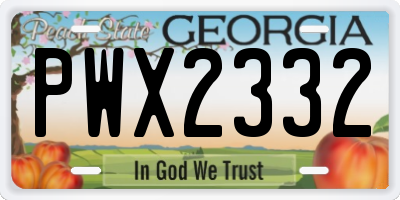 GA license plate PWX2332