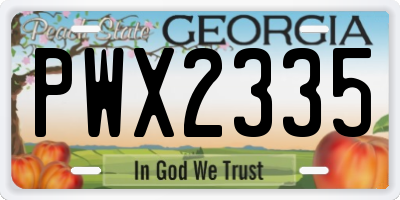 GA license plate PWX2335